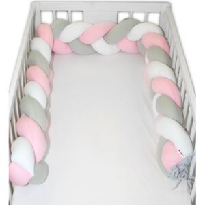 BABY NELLYS - Mantinel pletený vrkoč - ružová, biela, sivá