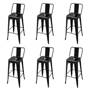 Barové stoličky 6 ks, čierne, oceľ