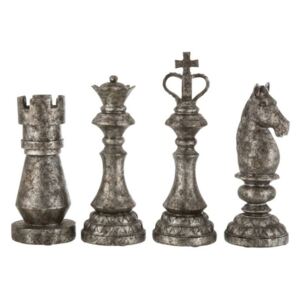 Šachové figúrky šedé patinované 4ks set dekorácia BLACK TO BASIC