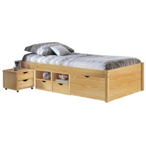 OVN posteľ 90x200 IDN ID 30400630 borovica masív/lakovaná+nočný stolík +rošt