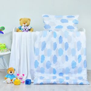 Obliečky bavlnené detské Obláčik modrý TiaHome Detský set 130x90cm + 65x45cm
