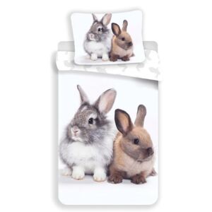 JERRY FABRICS Posteľné obliečky Bunny friends, Hladká bavlna, 1x70x90/1x140x200cm, Novinka