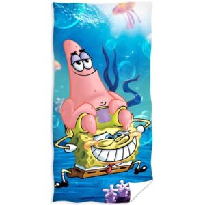 Carbotex · Detská plážová osuška Spongebob a Patrick - 100% bavlna 300 g/m2 - 70 x 140 cm