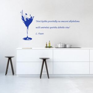 GLIX Citát o víne - samolepka na stenu Modrá 50 x 30 cm