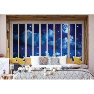 Fototapeta - 3D Window View Dreamy Night Sky Vliesová tapeta - 416x254 cm