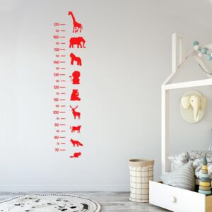 GLIX Detský meter - Zvieratá 2 - samolepka na stenu Červená 25x120 cm