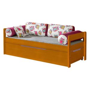Dvojlôžková študentská posteľ Norys NO1 + NO3, Farby: borovica namorená na jelšu / sovy, horný matrac: bez matraca, spodný matrac: bez matraca