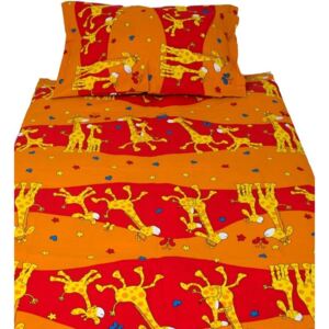 ŽIRAFKA detské bavlnené obliečky 90x135cm oranžová