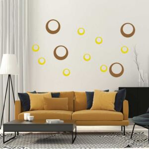 GLIX Dekorácie kruhy - samolepka na stenu Hnedá a žltá 60 x 40 cm