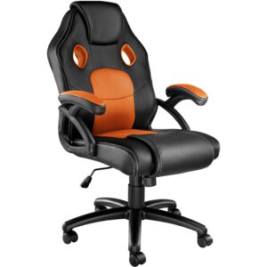 Tectake 403456 kancelářská židle ve sportovním stylu mike - čierna / oranžová