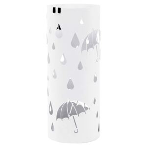 Kovový držiak na dáždniky, okrúhly stojan na dáždniky, 49 x Ø 19,5 cm, biely