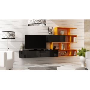 Cama Meble Obývacia stena VIGO 16 Farba: čierna/oranžová