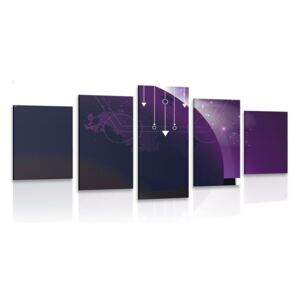 5-dielny obraz nádherná fialová abstrakcia