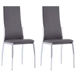 Jedálenské stoličky 2 ks, sivé, umelá koža