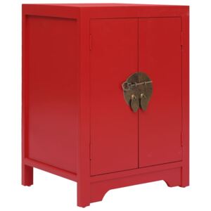 Nočný stolík, červený 38x28x52 cm, drevo paulovnie