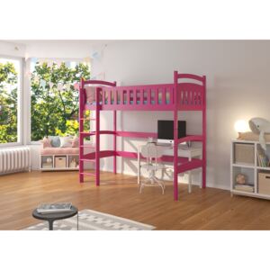 Vyvýšená detská posteľ Alfie 90x200 cm Růžová