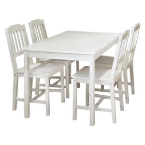 OVN jedálenský set IDN 8849B masív borovica biely lak stôl+ 4 stoličky