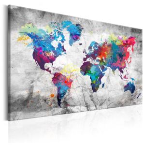 Obraz na plátne Bimago - World Map: Grey Style 90x60 cm