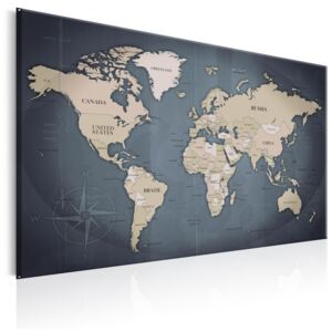 Obraz na plátne Bimago - World Map: Shades of Grey 60x40 cm