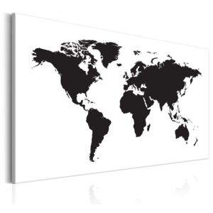 Obraz na plátne Bimago - World Map: Black & White Elegance 90x60 cm
