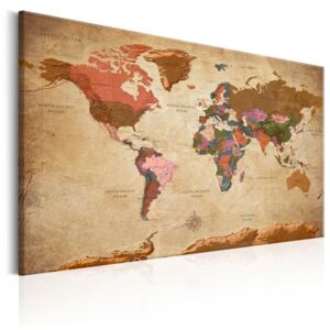 Obraz na plátne Bimago - World Map: Brown Elegance 90x60 cm