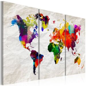 Obraz na plátne Bimago - World Map: Rainbow Madness II 90x60 cm