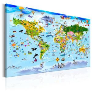 Obraz na plátne Bimago - Children's Map: Colourful Travels 90x60 cm