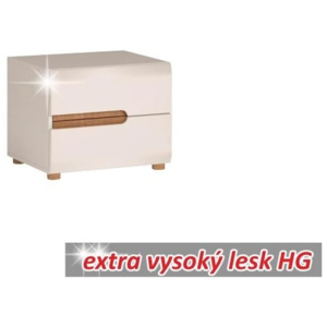 Nočný stolík, biela extra vysoký lesk HG/dub sonoma tmavý truflový, LYNATET TYP 96 | TEMPO KONDELA