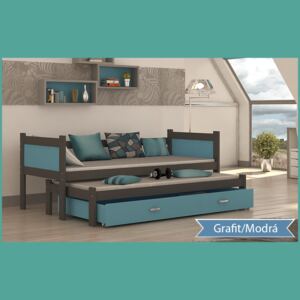 GL Swing P2 grafit Color posteľ s prístelkou 184x80 MDF Farba: Modrá