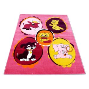 Detský kusový koberec Zvieratka ružový, Velikosti 100x200cm