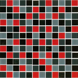 Premium Mosaic Mozaika MIX červená-šedá-chrom 2,5x2,5 MOS25MIX9