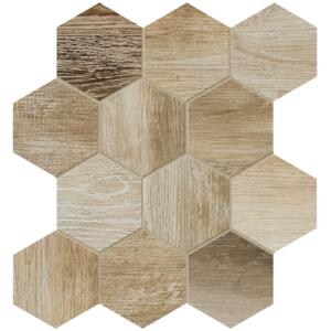 Dlažba Dom Barn Wood beige hexagon 35x37,5 cm, mat, rektifikovaná DBWEM20
