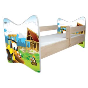 Detská posteľ DELUXE - VESELÝ BAGR - 140x70 cm + matrac ZADARMO!