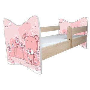 Detská posteľ DELUXE - RUŽOVÝ MACKO 140x70 cm + matrac ZADARMO!