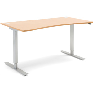 Výškovo nastaviteľný stôl Flexus, s vykrojením, 1600x800 mm, buk