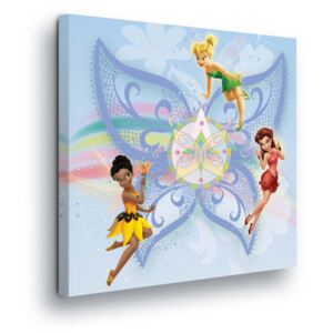 Obraz na plátne - Disney Fairies on Floral Background 40x40 cm