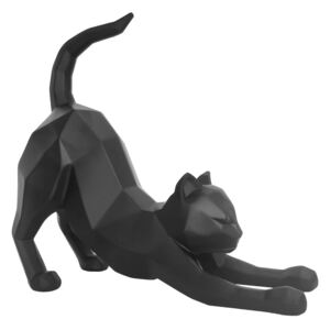 Matne čierna soška PT LIVING Origami Stretching Cat, výška 30,5 cm