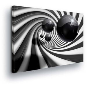 Obraz na plátne - Black Balls in the Striped Tunnel 60x40 cm