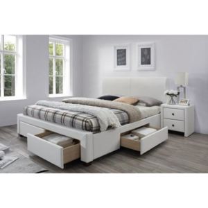 HLR, MODENA 2 posteľ 160x200 cm, biela eko koža