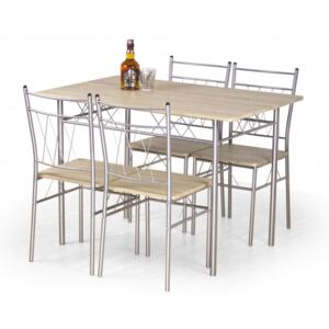 Faust - Stôl + 4 stoličky (dub sonoma, strieborná)