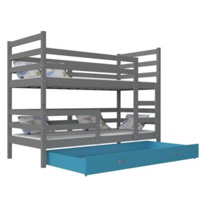 Detská poschodová posteľ JACEK B, color, 184x80, sivý/modrý