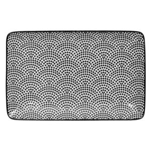Černo-biely obdĺžnikový tanier Tokyo Design Studio Nippon Dot, 21 × 13,5 cm