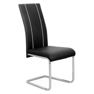 Jedálenská stolička, ekokoža čierna/biela/chróm, LESANA
