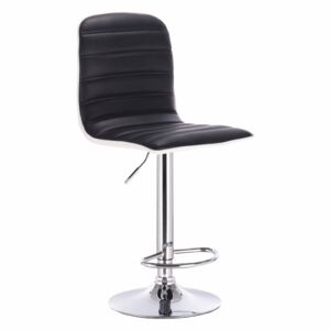 Barová stolička, čierna/biela/chrómovaná, GERIK