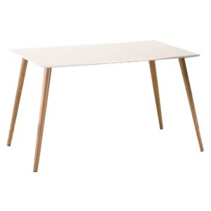 TEMPO KONDELA Jedálenský stôl, biely matný/vzor drevo, KUMAR NEW