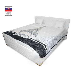 TEMPO KONDELA Manželská posteľ s úložným priestorom, biela, 160x200, VENEZIA LUX
