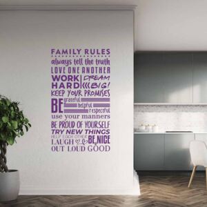 GLIX Family rules - nálepka na stenu Fialová 75x40 cm
