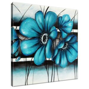 Obraz na plátne Maľované tyrkysové kvety 30x30cm 2370A_1AI