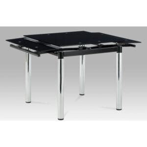 Jídelní stůl rozkládací 80+48x80 cm, černé sklo / chrom AT-1880 BK Autronic