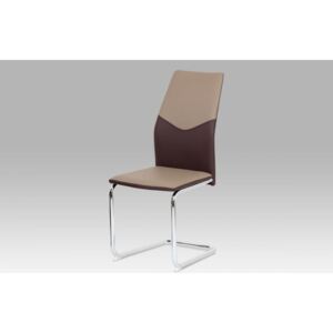 Jedálenská stolička AC-1610 CAP koženka cappuccino + hnedá / chróm Autronic